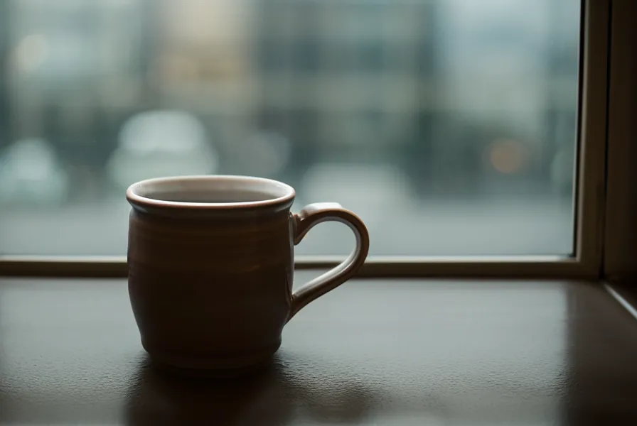 Blick aus dem Fenster in der Karlsruher Südstadt am Abend mit Teetasse, Sinnbild für berufliche Neuorientierung als Generator